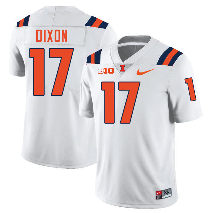 Men #17 Collin Dixon Illinois Fighting Illini College Football Jerseys Stitched-White